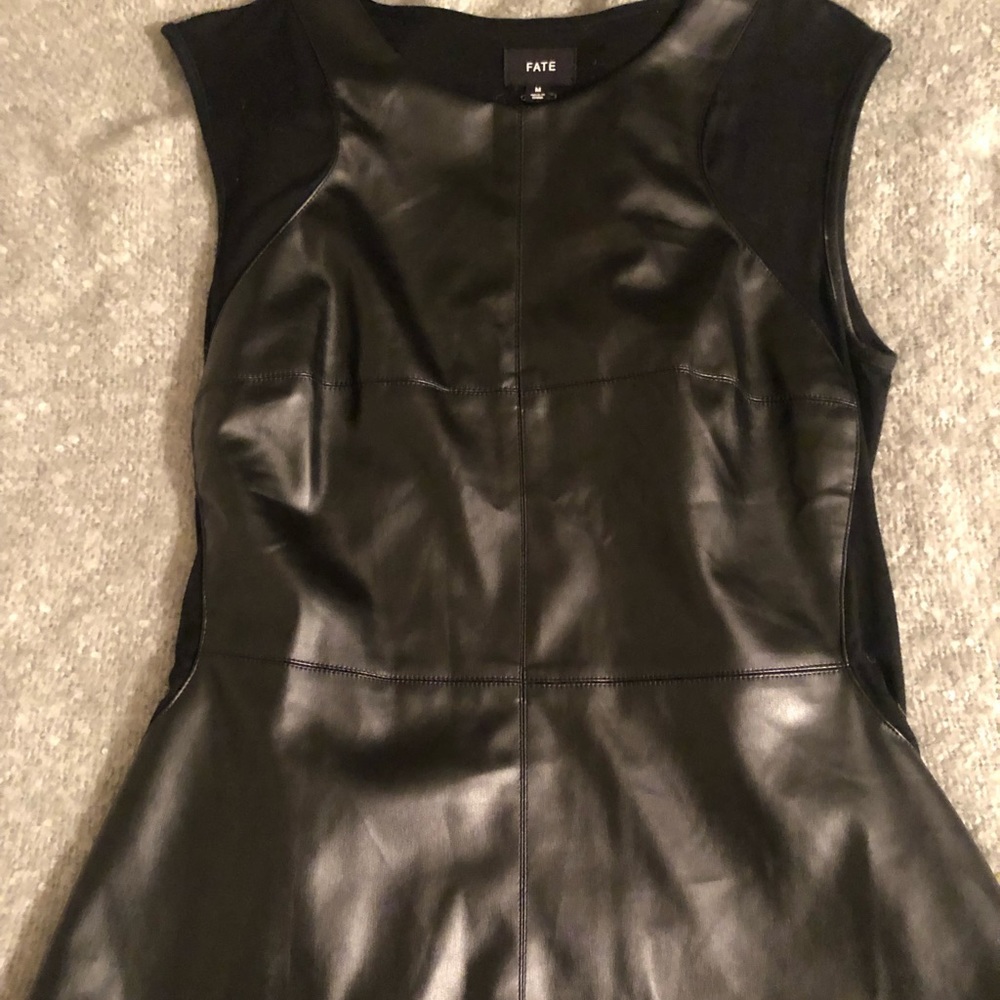 FATE ROMSEY BLACK FAUX LEATHER TOP